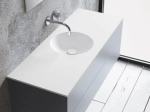 Plan vasque lavabo circulaire ⦰ 30 cm sur mesure Largeur 50 à 201 x P 40 à 51 cm Finition lisse 10 couleurs au choix, Anti bactérien Résine Akrytan® dans la masse Livraison Offerte.